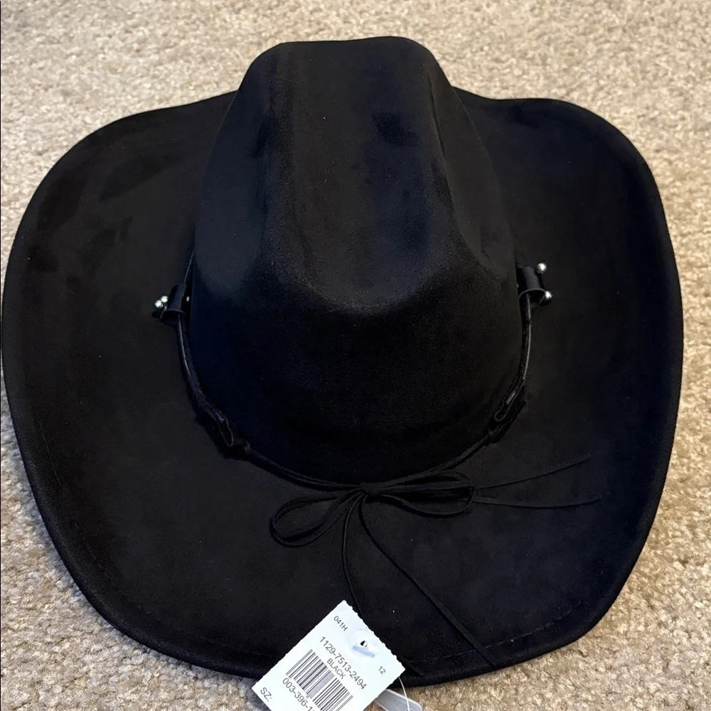 NWT Black Faux Suede Western Cowboy Hat